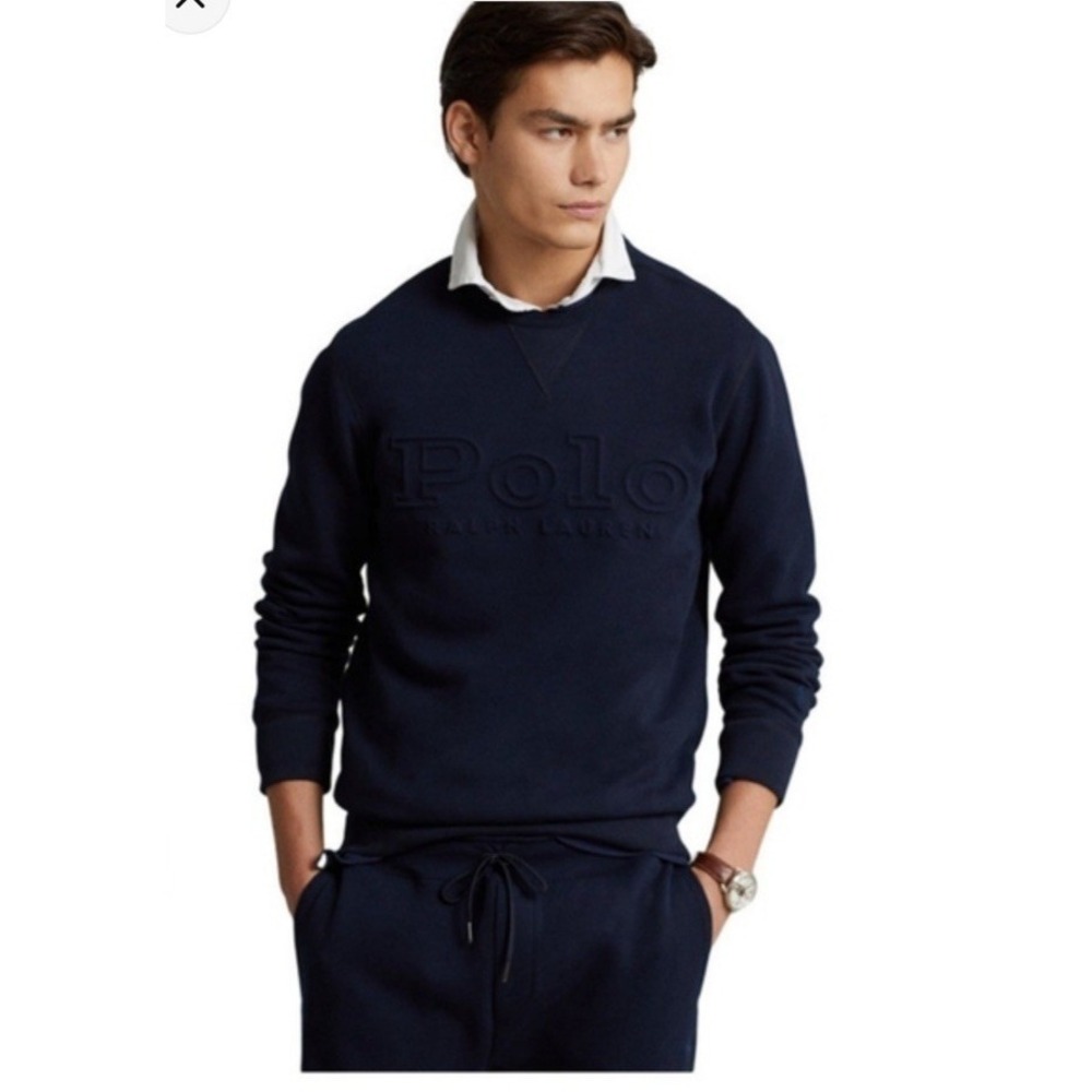 POLO RALPH LAUREN Aviator Navy Double-Knit Embossed Sweatshirt Mens XXL Crewneck